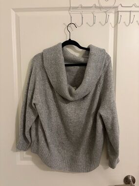 H&M Gray Off-the-Shoulder Cowl Sweater